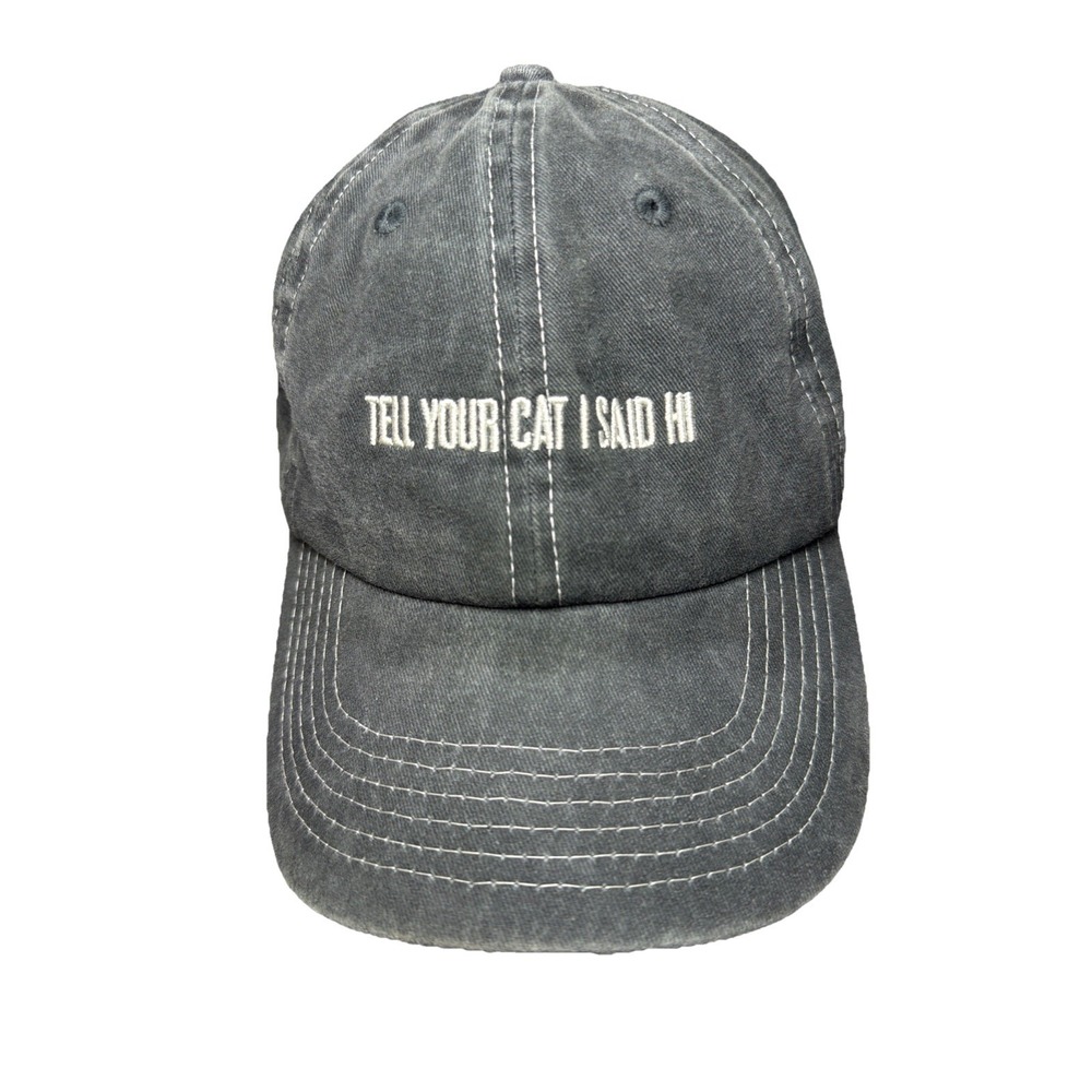 Gray Hat "Tell Your Cat I Said Hi"Baseball Cap Hat Adjustable Pet Cute‎ Gift